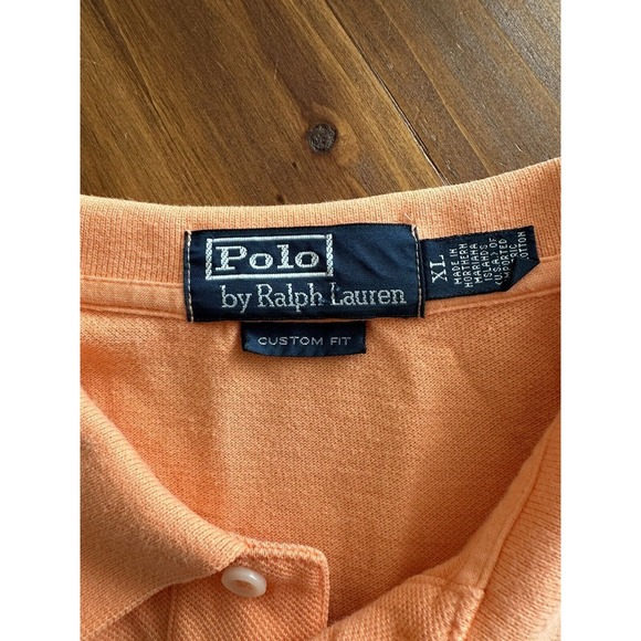 Ralph Lauren Polo Golf Shirt Custom Fit Mens XL Orange w/Blue Pony Short Sleeve - Picture 5 of 11
